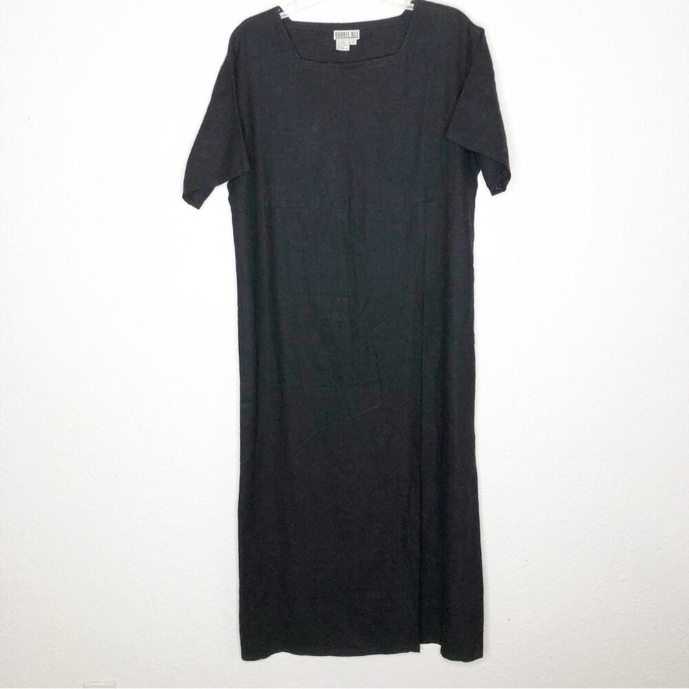 Vintage Robbie Bee black linen blend layered lagenlook‎ maxi dress size 12